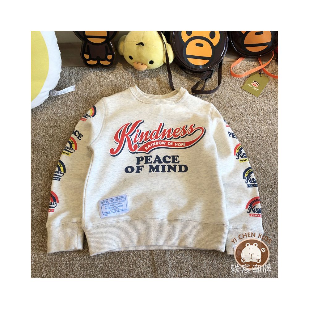Yichen Chao brand children s clothing spring collection new color letter all cotton men s and women s looped pullover sweater looped sweatshirt