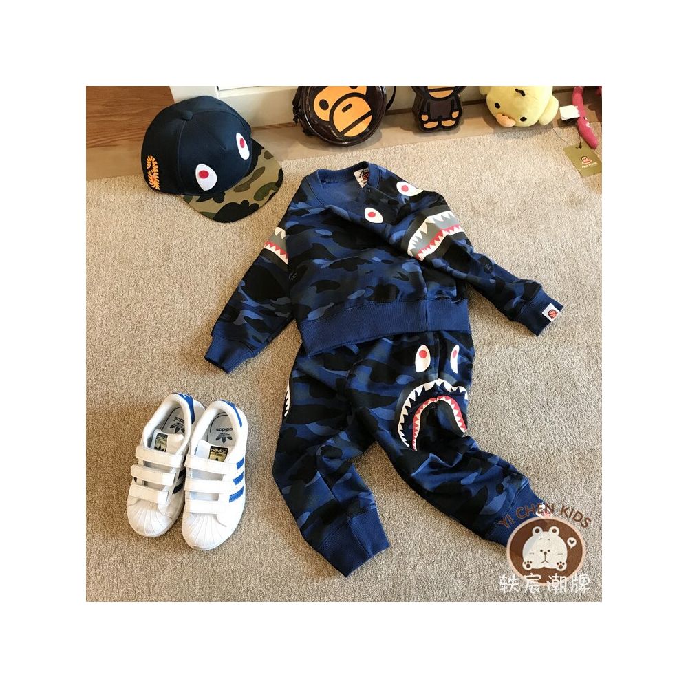 Yichen Chao brand children s clothing spring and autumn new camouflage shark men s and women s casual hoodies sports harem pants