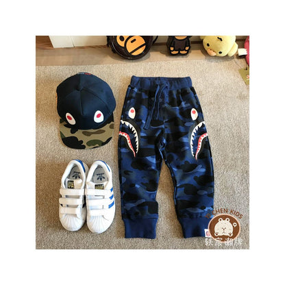 Yichen Chao brand children s clothing spring and autumn new camouflage shark men s and women s casual hoodies sports harem pants