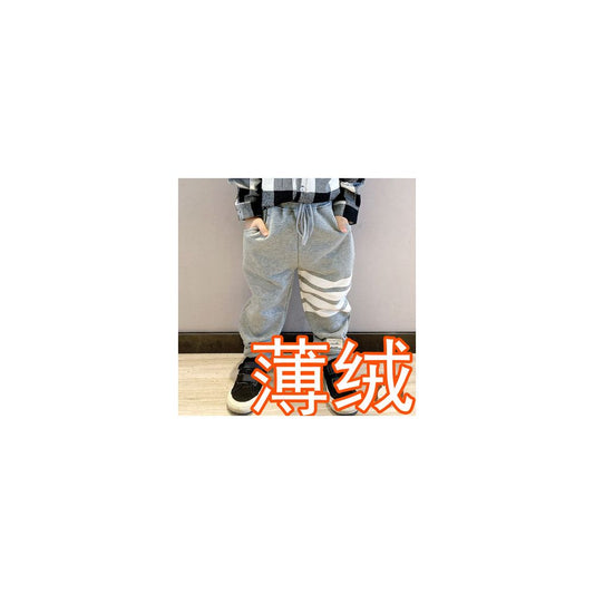 Yichen Chao brand children s clothing 20 autumn and winter styles with horizontal stripes and velvet pants all cotton children s color blocked sports sweatpants pants