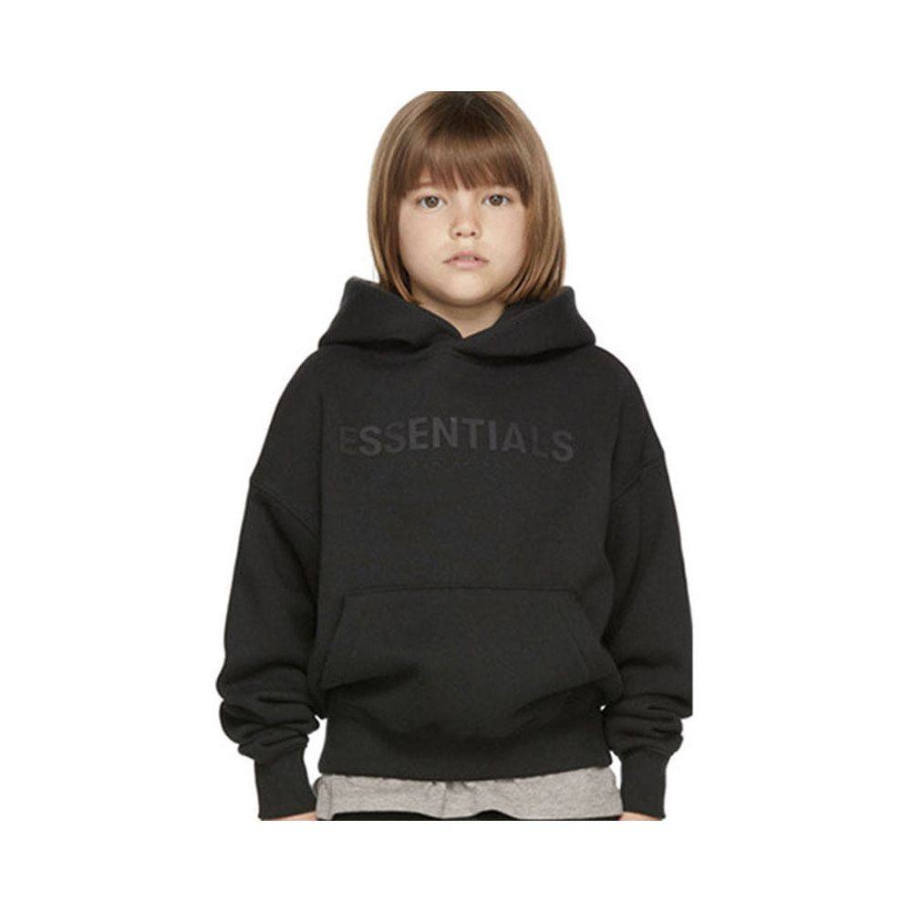 Fashion brand children s clothing ESSENTIALS letter autumn and winter clothing European and American men s and women s loose hooded and velvet sweatshirt set image 3