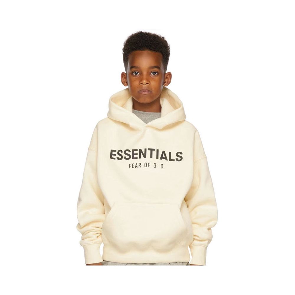 Fashion brand children s clothing ESSENTIALS letter autumn and winter clothing European and American men s and women s loose hooded and velvet sweatshirt set