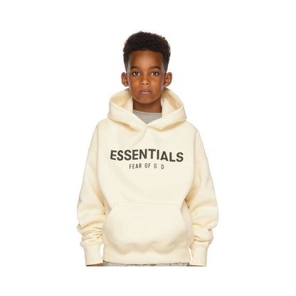 Fashion brand children s clothing ESSENTIALS letter autumn and winter clothing European and American men s and women s loose hooded and velvet sweatshirt set
