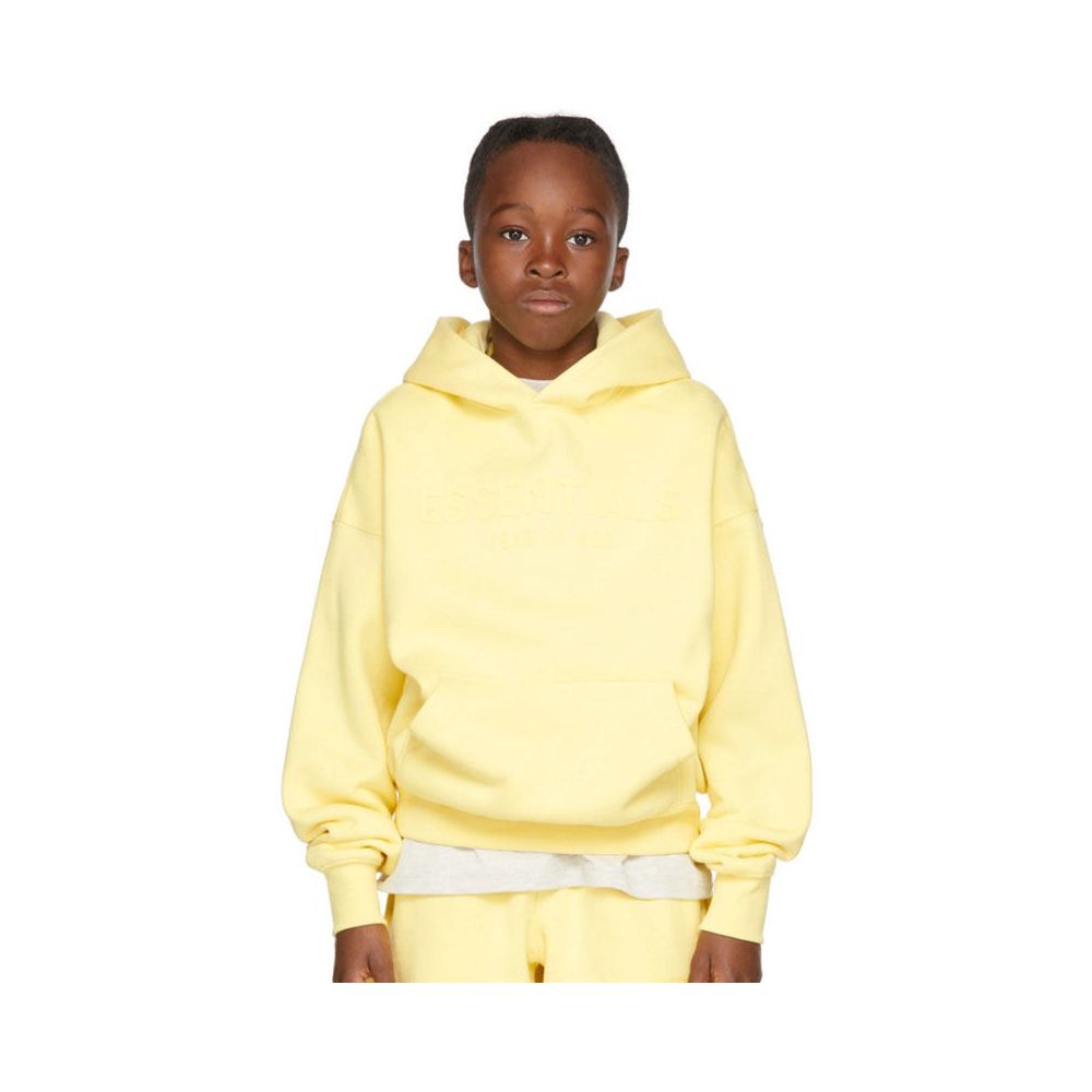 Fashion brand children s clothing ESSENTIALS letter autumn and winter clothing European and American men s and women s loose hooded and velvet sweatshirt set