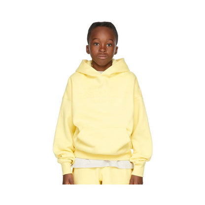 Fashion brand children s clothing ESSENTIALS letter autumn and winter clothing European and American men s and women s loose hooded and velvet sweatshirt set