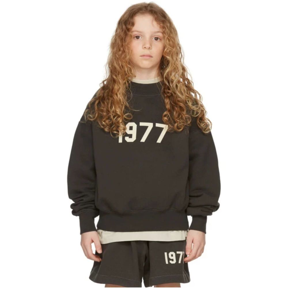 26ESSENTIALS New Autumn Winter Round Neck Velvet Hoodie for Children 1977 Trendy Loose Sport Set