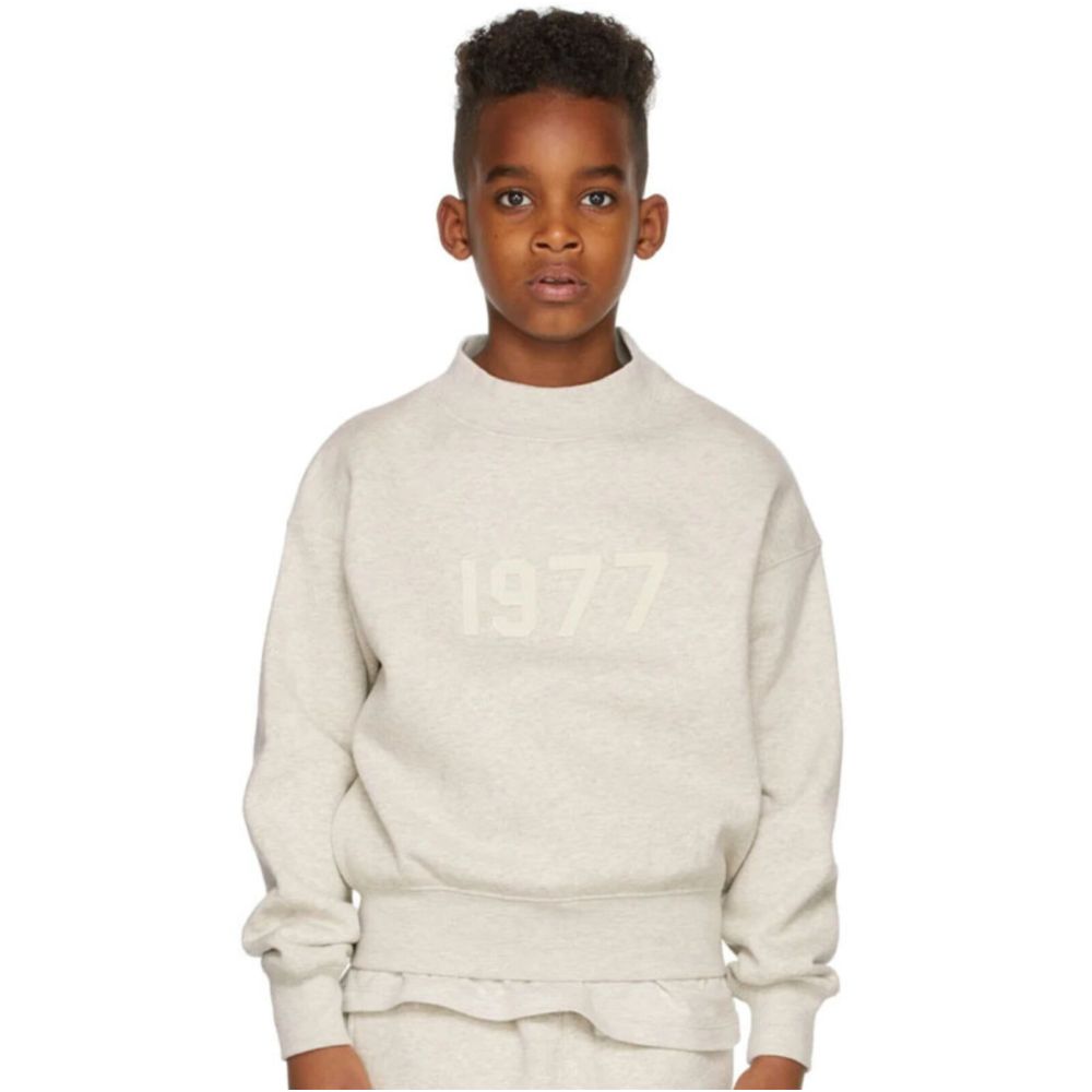 26ESSENTIALS New Autumn Winter Round Neck Velvet Hoodie for Children 1977 Trendy Loose Sport Set image 2