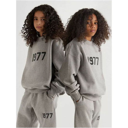 26ESSENTIALS New Autumn Winter Round Neck Velvet Hoodie for Children 1977 Trendy Loose Sport Set image 4