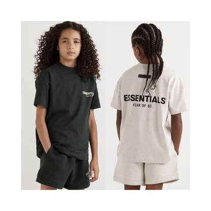 Trendy brand Essentials new children s clothing summer wear street plush letter T shirt children s short sleeved parent child wear image 2