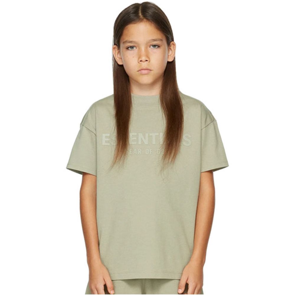 European and American ESSENTIALS new children s clothing letter T shirt trendy brand men s and women s summer clothing short sleeved set image 4