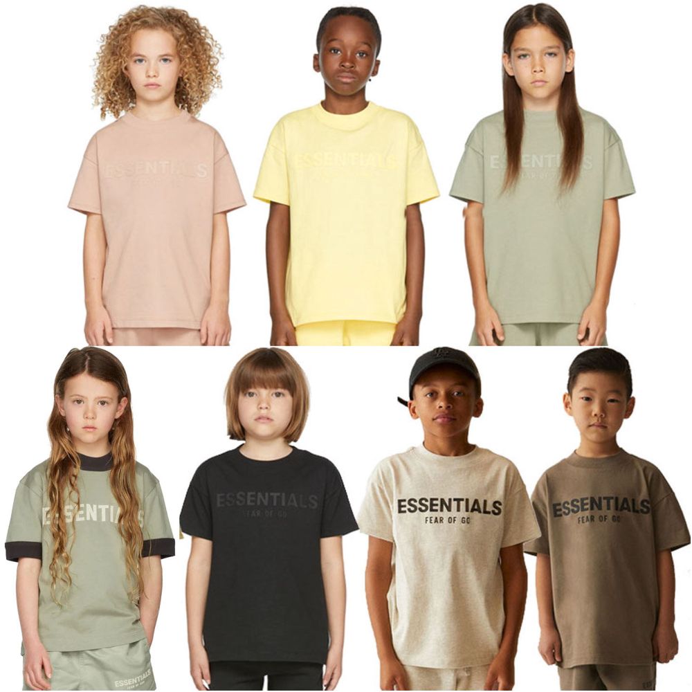 European and American ESSENTIALS new children s clothing letter T shirt trendy brand men s and women s summer clothing short sleeved set image 0