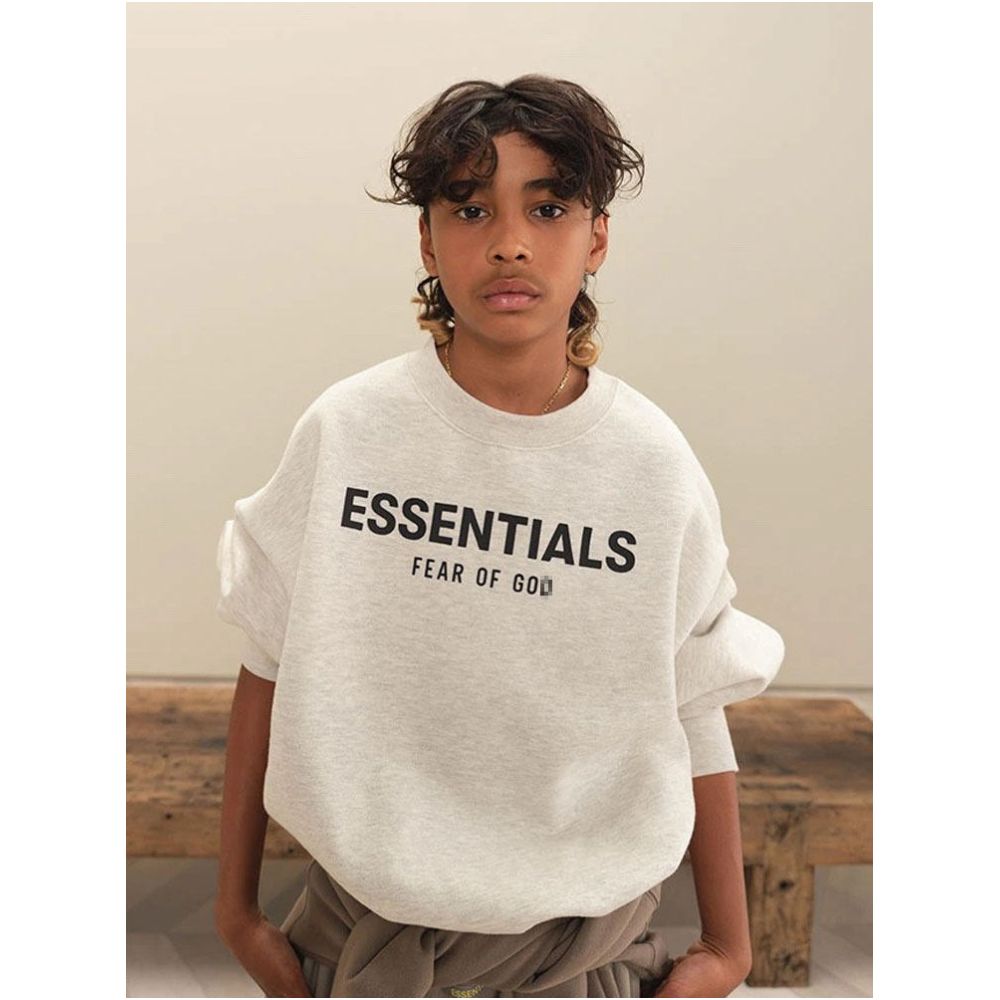 ESS European and American children s clothing trend brand ESSENTIALS American spring and autumn clothing loose and plush round neck hoodie for boys and girls