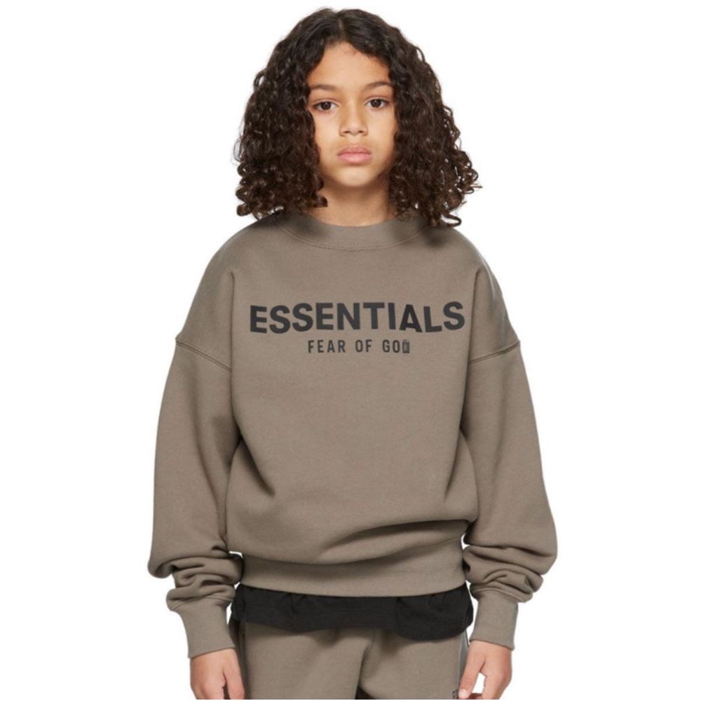 ESS European and American children s clothing trend brand ESSENTIALS American spring and autumn clothing loose and plush round neck hoodie for boys and girls image 1