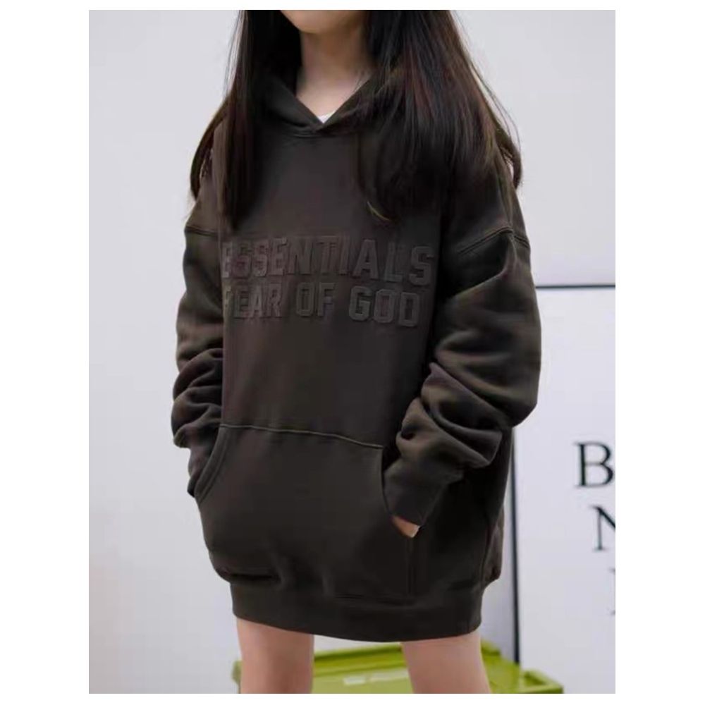 ESS26 new ESSENTIALS children s clothing autumn and winter hooded hoodie children s trendy plush loose and fluffy jacket