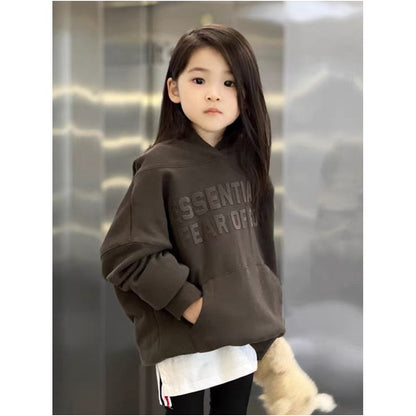 ESS26 new ESSENTIALS children s clothing autumn and winter hooded hoodie children s trendy plush loose and fluffy jacket image 2