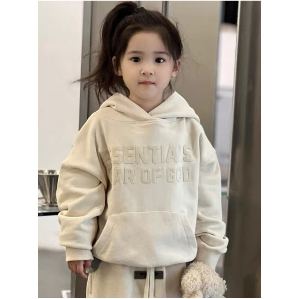 ESS26 new ESSENTIALS children s clothing autumn and winter hooded hoodie children s trendy plush loose and fluffy jacket image 3