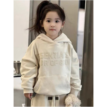ESS26 new ESSENTIALS children s clothing autumn and winter hooded hoodie children s trendy plush loose and fluffy jacket image 3