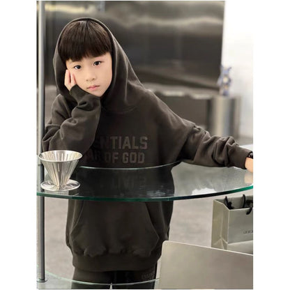 ESS26 new ESSENTIALS children s clothing autumn and winter hooded hoodie children s trendy plush loose and fluffy jacket image 4
