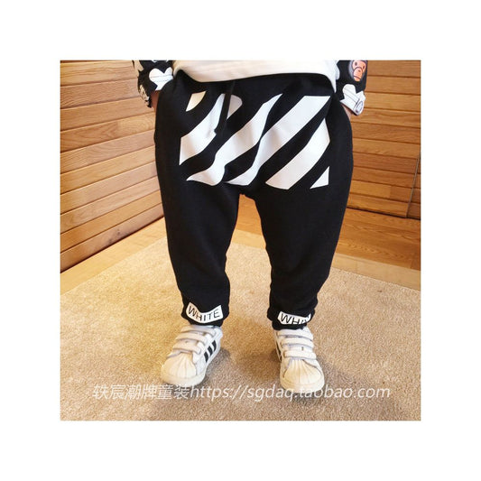 Yichen Chao brand children s clothing diagonal striped printed casual pants looped woolen sports pants men s and women s pants Haren pants