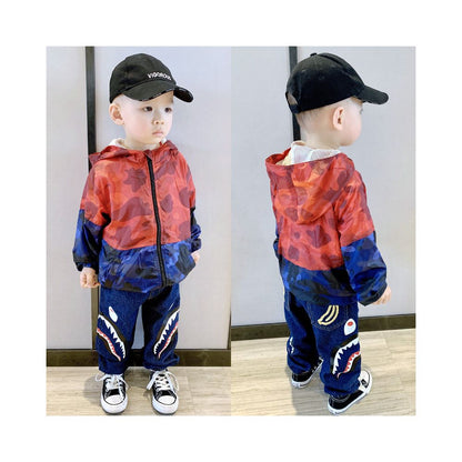 Yichen Chao brand spring new item children s windproof and sun protection sports running clothes camouflage color blocked jacket in stock