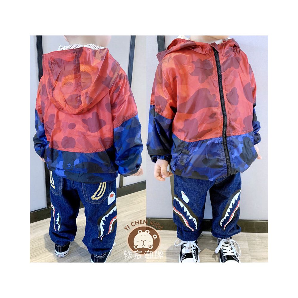 Yichen Chao brand spring new item children s windproof and sun protection sports running clothes camouflage color blocked jacket in stock image 3