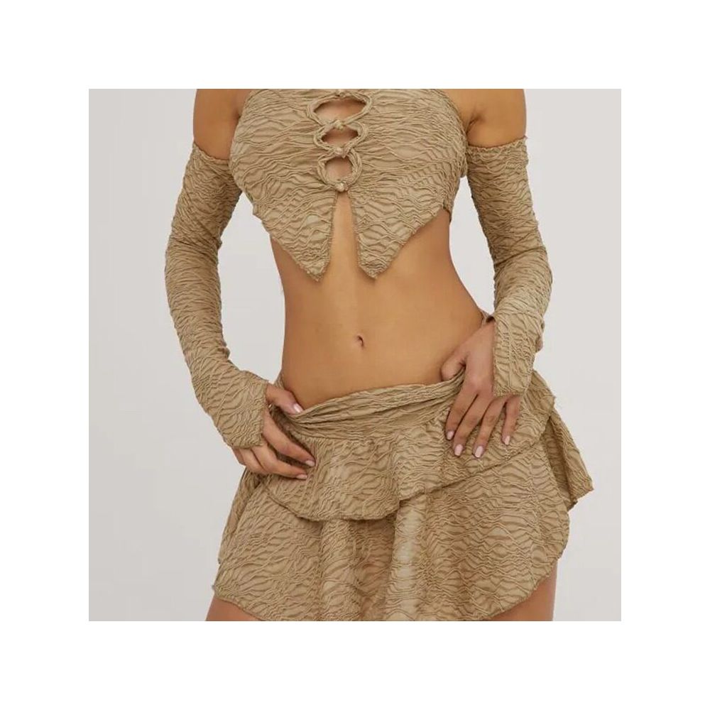 Wasteland inspired trendy and sexy women s clothing featuring a unique off the shoulder design that flatters the figure with a slimming top and short skirt image 3