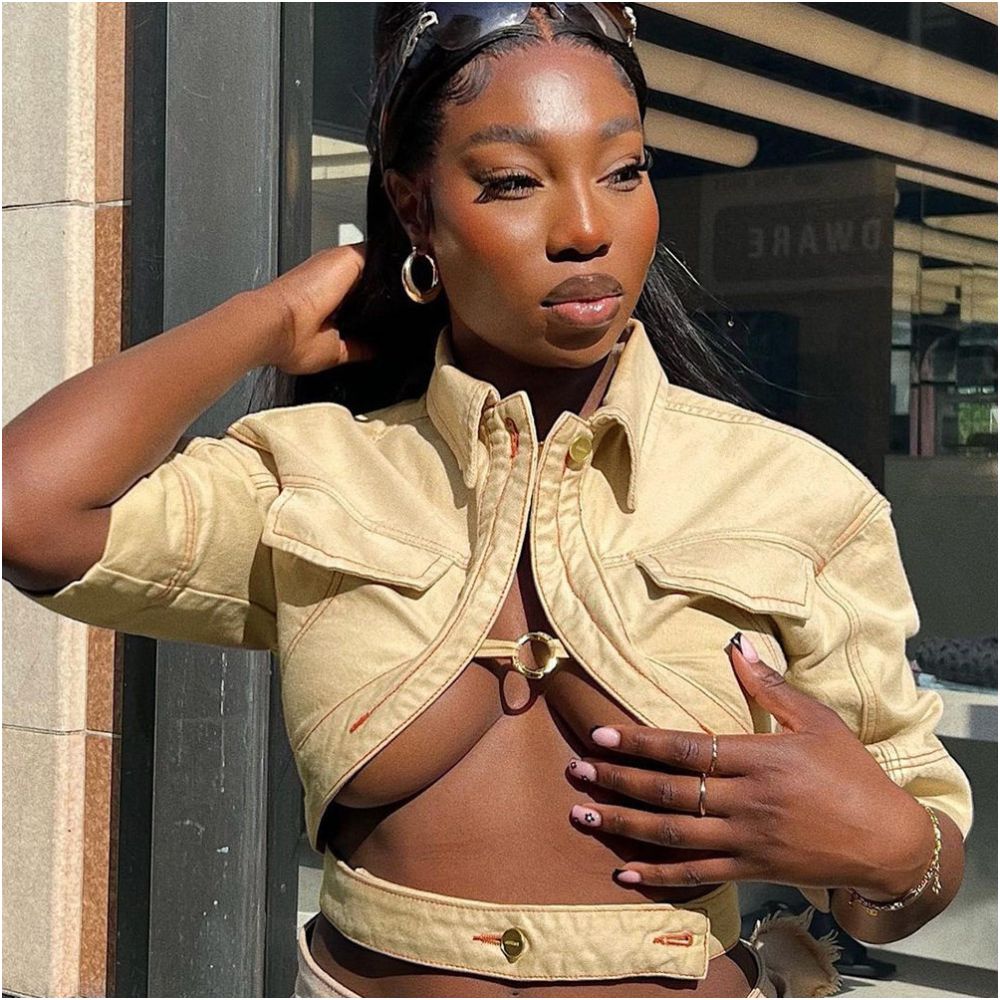 Hot girl jacket crop top women s top image 4