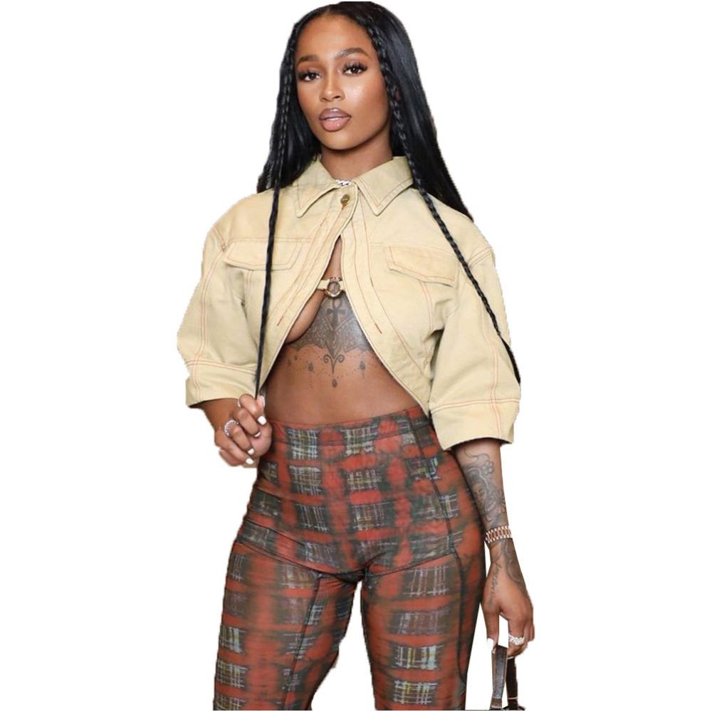 Hot girl jacket crop top women s top image 5