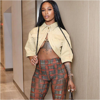 Hot girl jacket crop top women s top image 0
