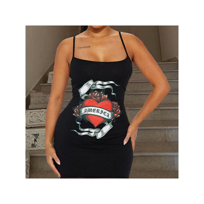 Camisole dress new women s fashion 2025 printed sexy suspender mesh patchwork dress for women 9557 image 3