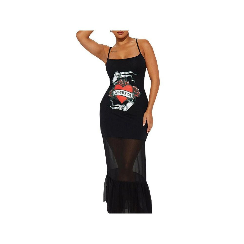 Camisole dress new women s fashion 2025 printed sexy suspender mesh patchwork dress for women 9557 image 4