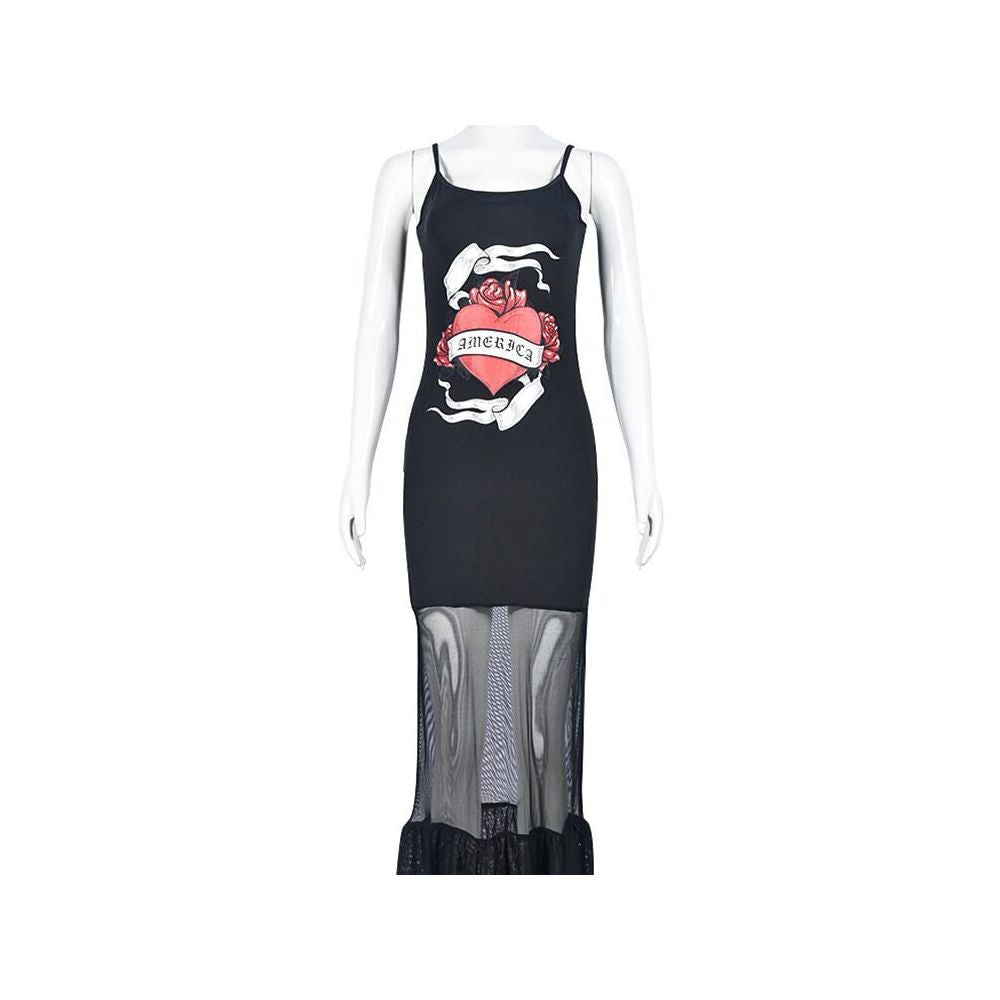 Camisole dress new women s fashion 2025 printed sexy suspender mesh patchwork dress for women 9557 image 5