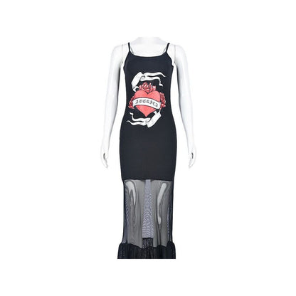 Camisole dress new women s fashion 2025 printed sexy suspender mesh patchwork dress for women 9557 image 5