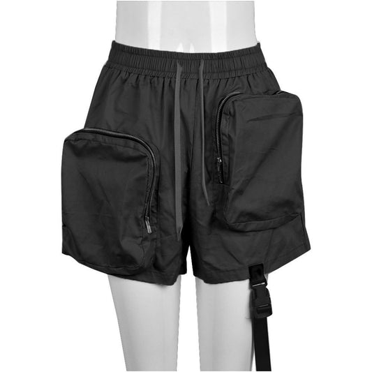 workwear short style spicy girl style multi pocket personalized zipper style bag elastic waist casual shorts