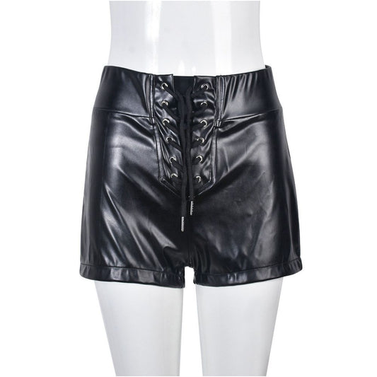 9135PD Nazada 2024 Spring Summer New Product AliExpress Hollow Lace PU Leather Matte Personalized Tight Shorts