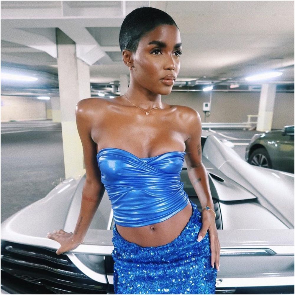 reflective pleated tight fitting strapless top for women image 0