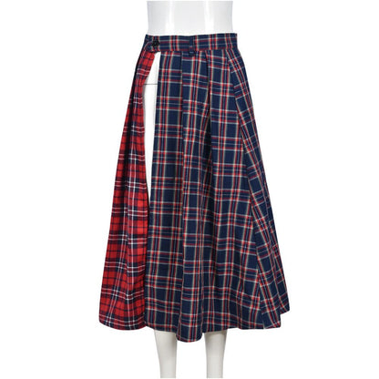 Spliced contrasting plain skirt for women