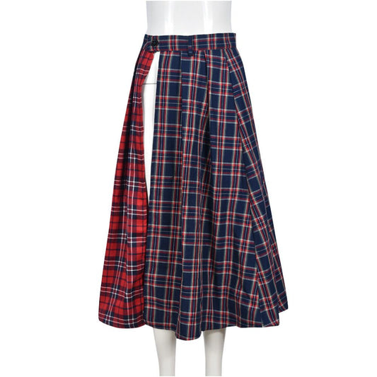 Spliced contrasting plain skirt for women