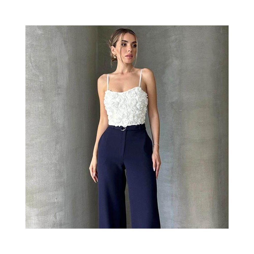 ins spicy girl style versatile women s clothing with exposed navel and rose petals for single sale wrapped chest 51333 top short skirt matching set image 4