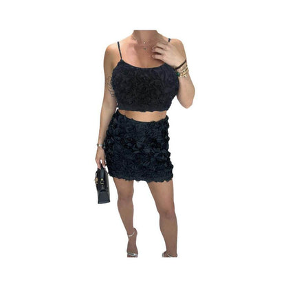 ins spicy girl style versatile women s clothing with exposed navel and rose petals for single sale wrapped chest 51333 top short skirt matching set image 5