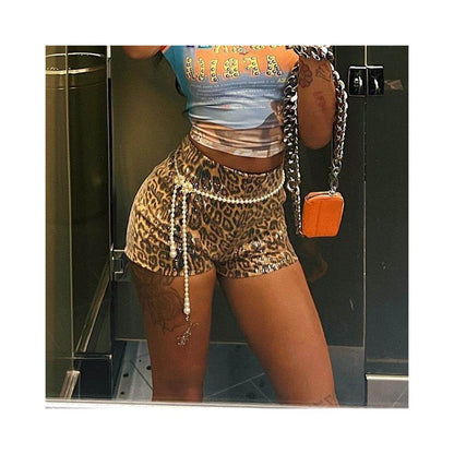 Leopard print elastic waistband shorts p image 2