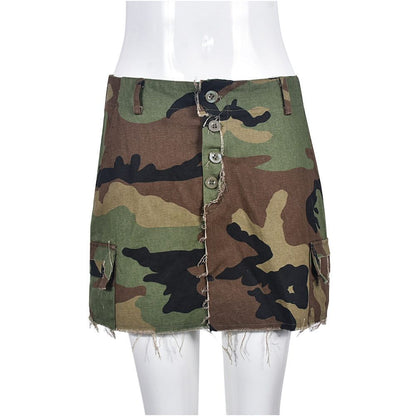 camouflage midi skirt