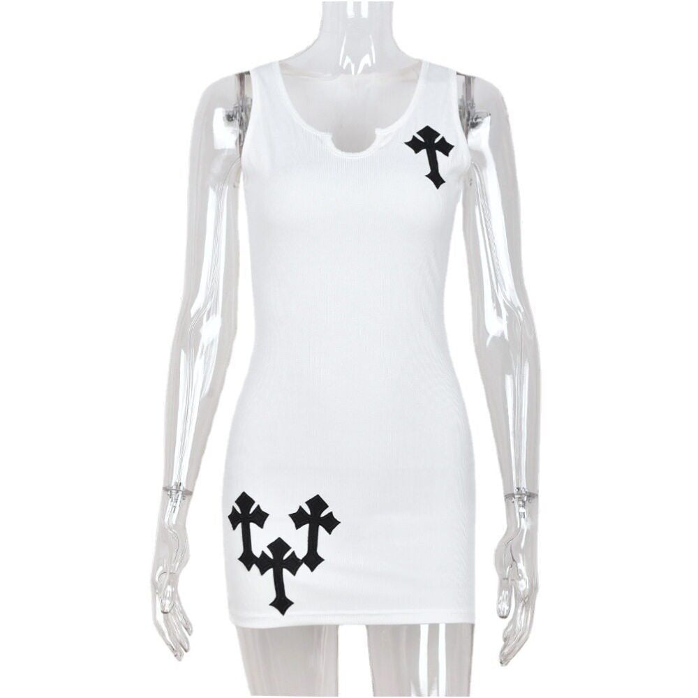 Women Clothing Hollow out Sexy V neck Sleeve free Head Cross Bag Hip Skirt image 5