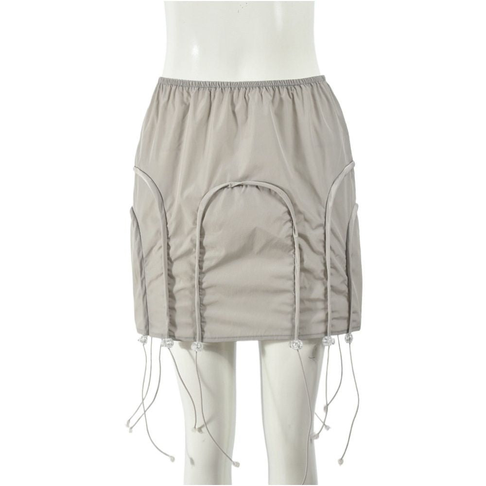 women fashion low waist exposed navel elastic waist fashionable street fashion half skirt
