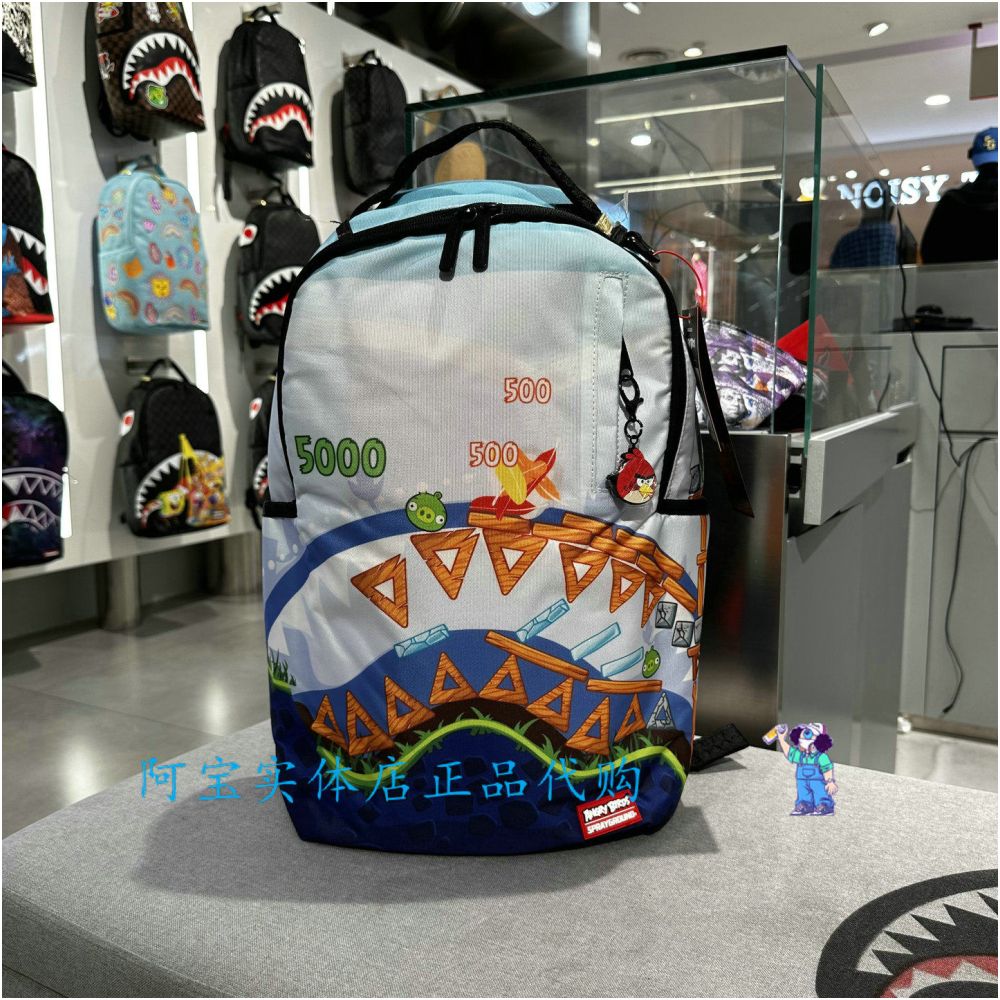 SprayGround Shark Mouth Autumn Men s and Women s Snoopy Superman Co branded Large Capacity Canvas Backpack image 3