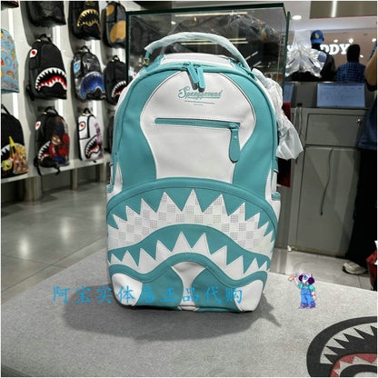 SprayGround Shark Mouth 25 Autumn Winter Embroidered Tie Dyeing Men s and Women s Anti Splashing Backpack Backpack Backpack image 3