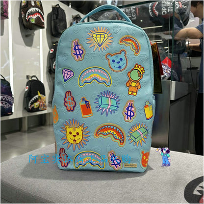 SprayGround Shark Mouth 25 Autumn Winter Embroidered Tie Dyeing Men s and Women s Anti Splashing Backpack Backpack Backpack