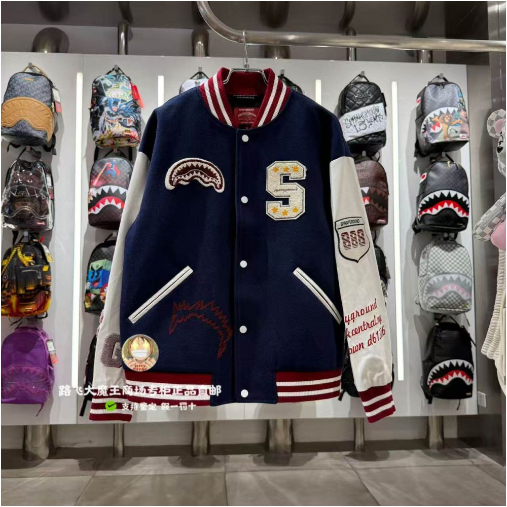SprayGround Shark Mouth Counter Authentic 25 New W1131112 Men s and Women s Fashion Baseball Jacket Coat image 1
