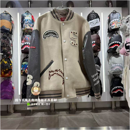 SprayGround Shark Mouth Counter Authentic 25 New W1131112 Men s and Women s Fashion Baseball Jacket Coat