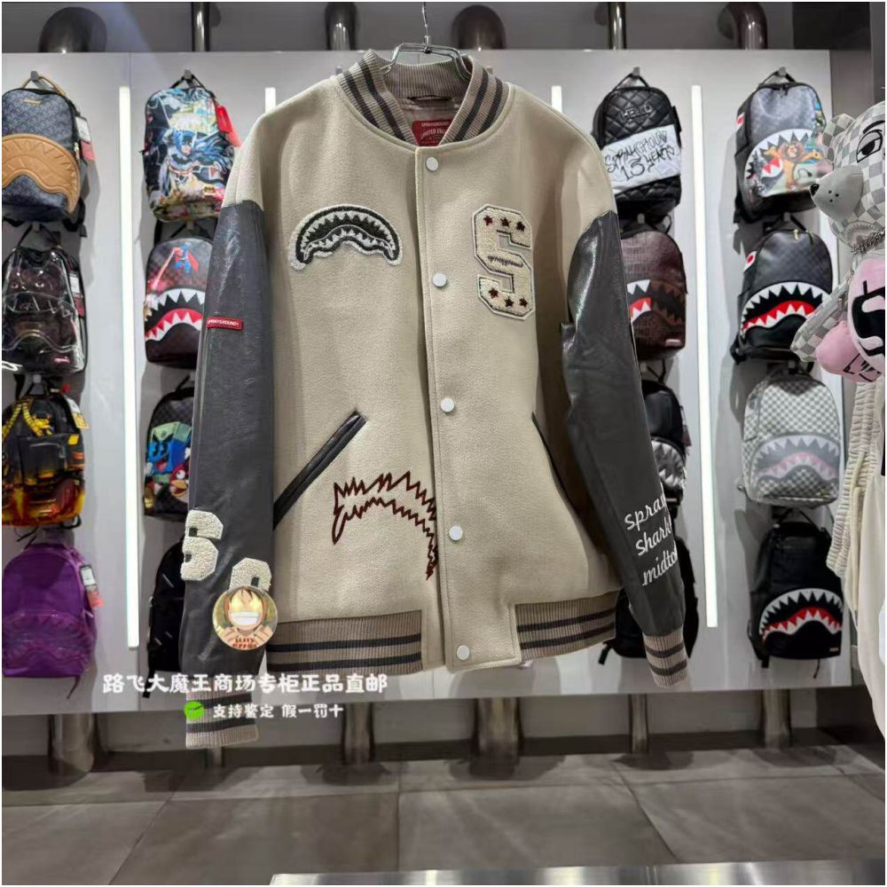 SprayGround Shark Mouth Counter Authentic 25 New W1131112 Men s and Women s Fashion Baseball Jacket Coat